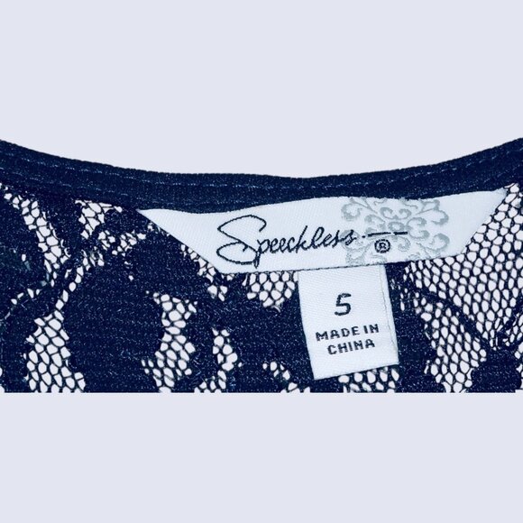 Speechless Navy Lace Sequin Fit & Flare Dress – Size 5 - Picture 6 of 6